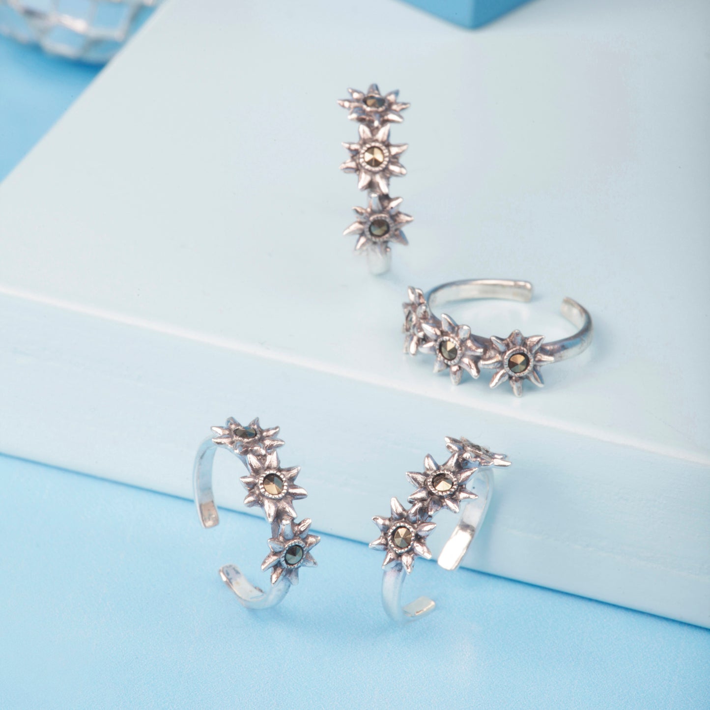 'Tri-Star Marcasite' Toe Rings