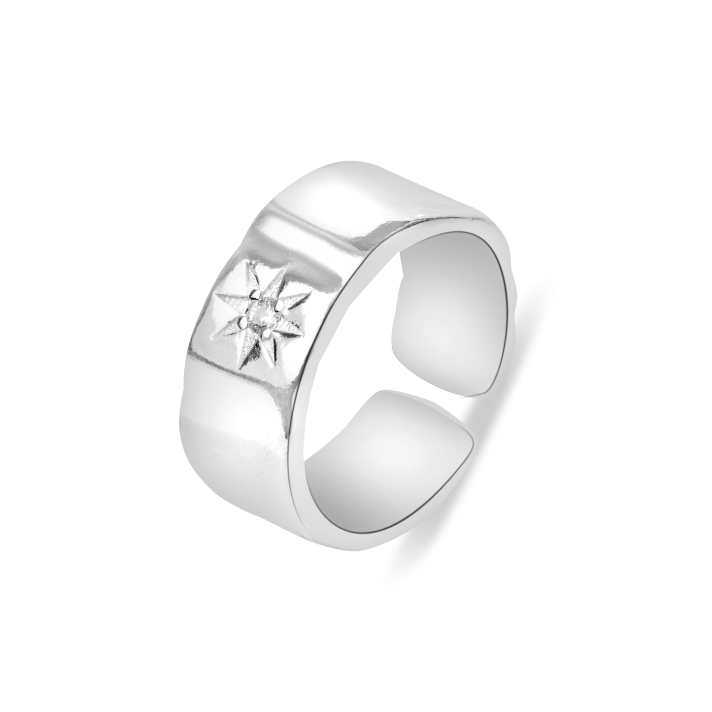 'Shining Zircon' Irregular Star Men Ring