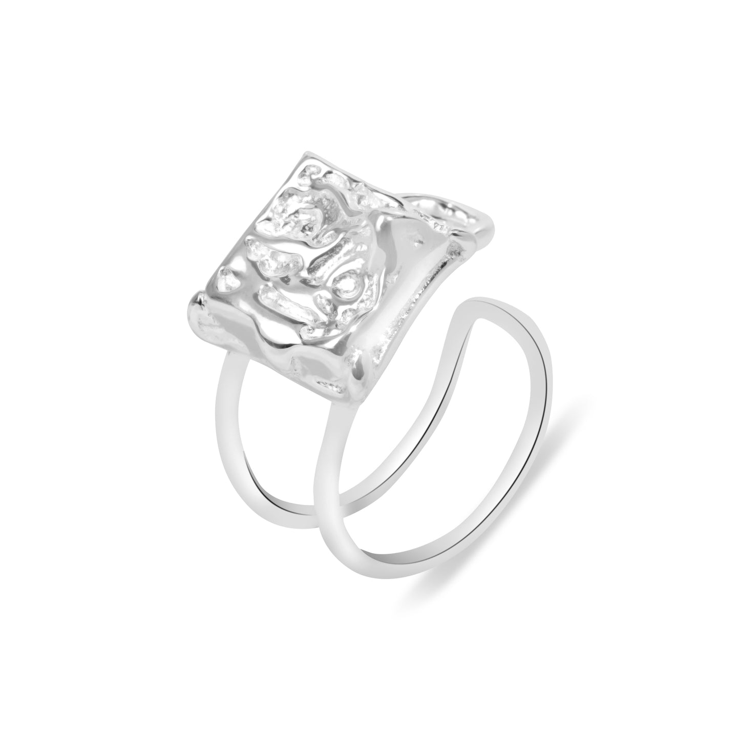 'Irregular Frosty' Square Lava Ring