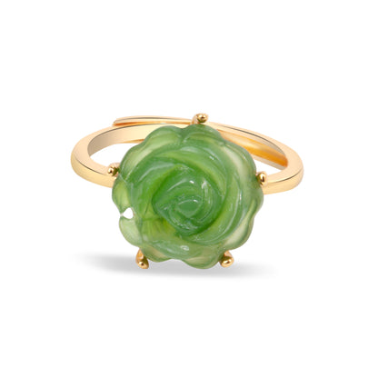 'Floral Jade' Gold Plated Ring