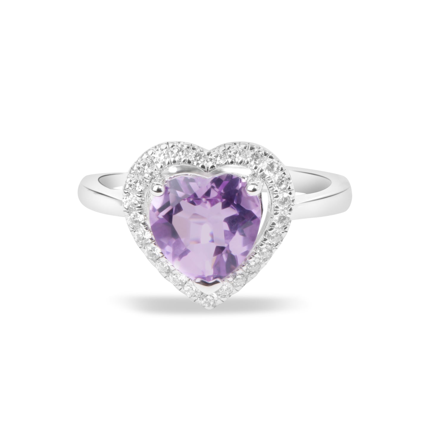 'Purple Passion' Heart Silver Ring