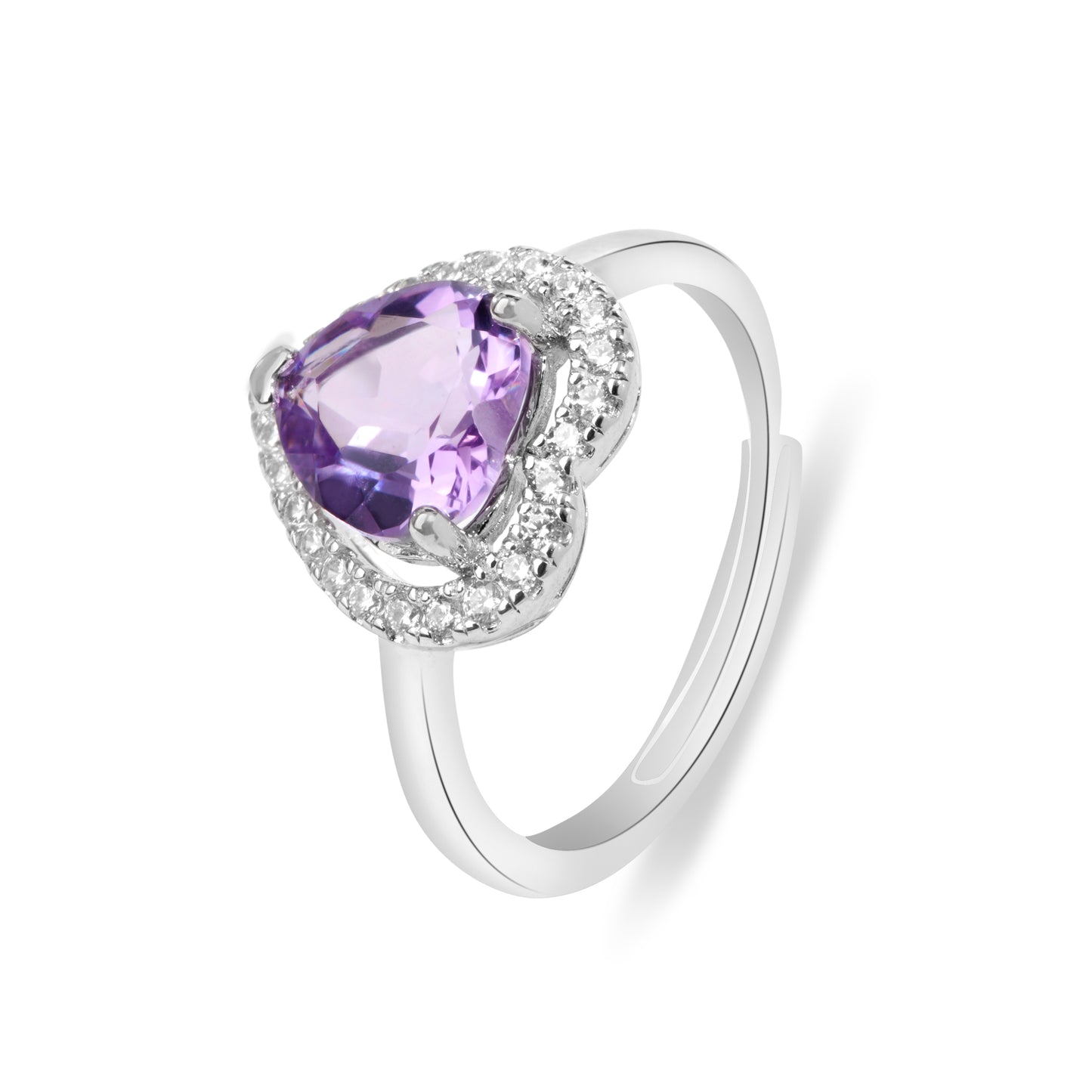 'Purple Passion' Heart Silver Ring