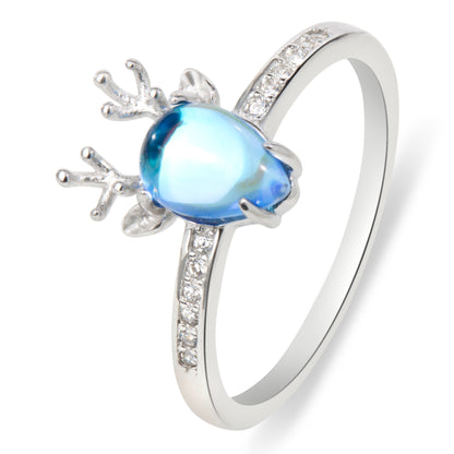 'Blue Gem Deer' face Ring