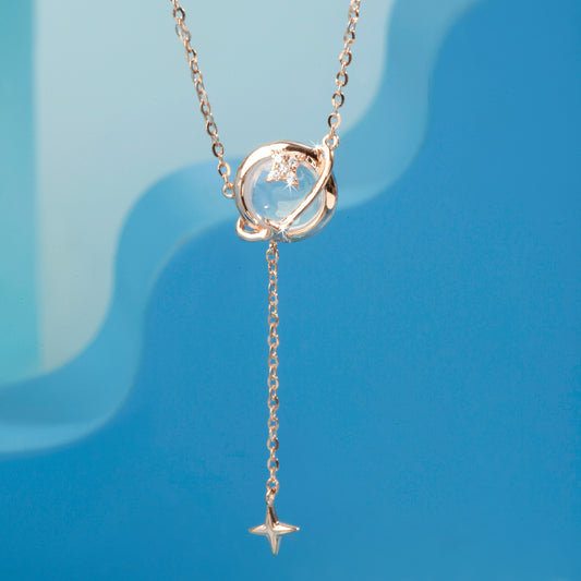 'Crystal Saturn' Rose Gold Pendant