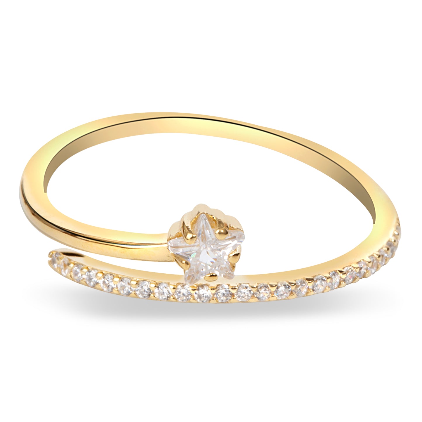 'Open Rounded' Staring Gold Plated Ring