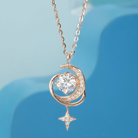 'Moon & Star' Rose Gold Pendant