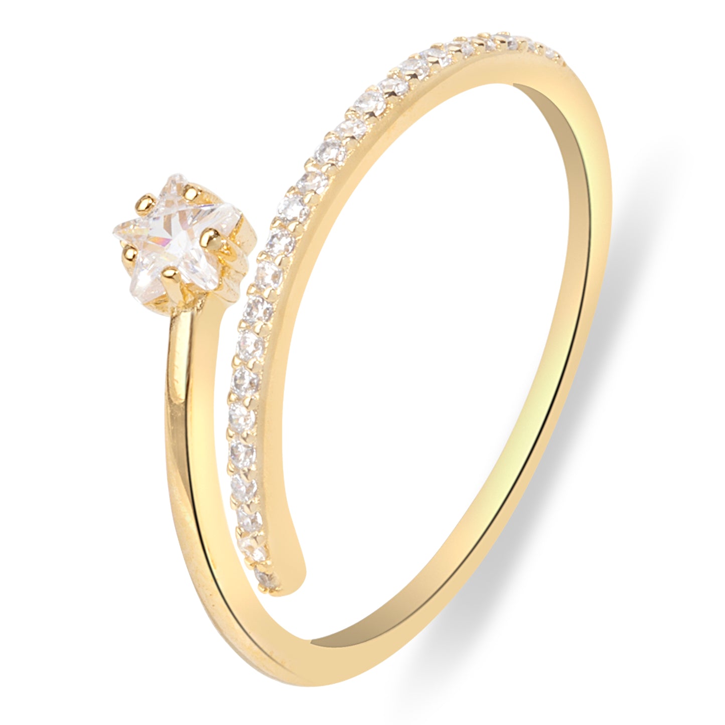 'Open Rounded' Staring Gold Plated Ring