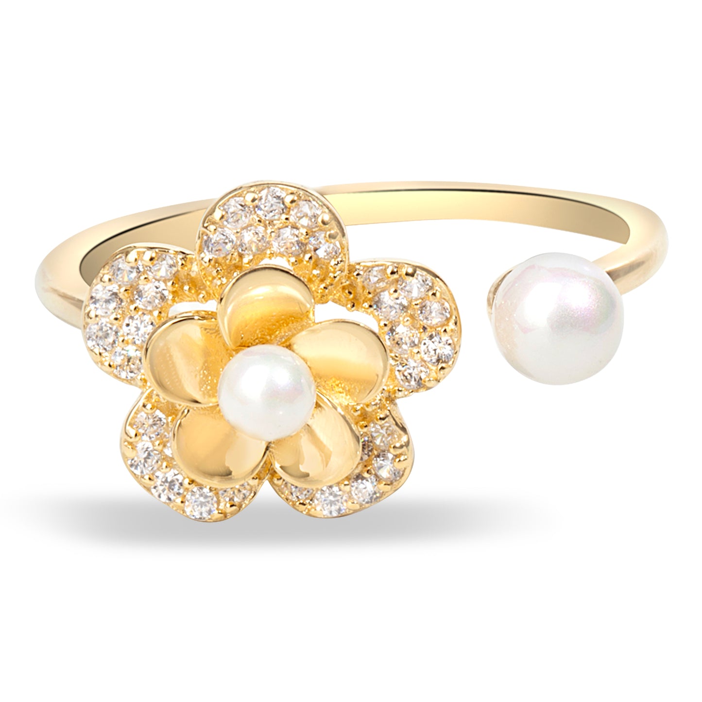 'Pearl Garden' Bloom Gold Plated Ring