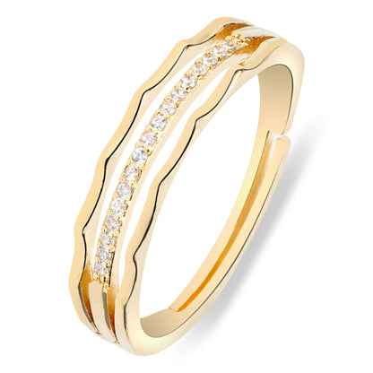 'Triple Row Wave' Gold Plated Ring