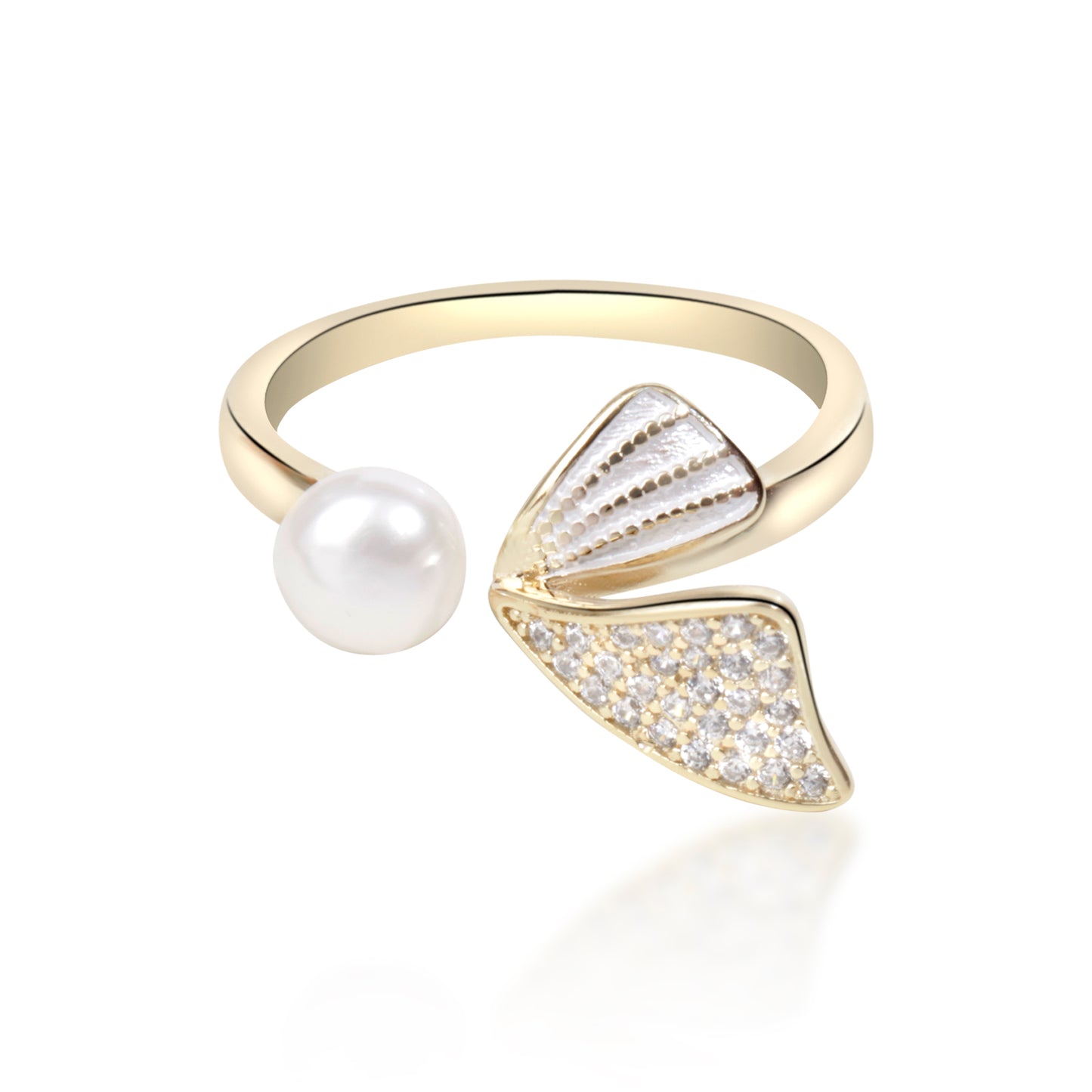 'Lumina Wing' Pearl Gold Plated Ring