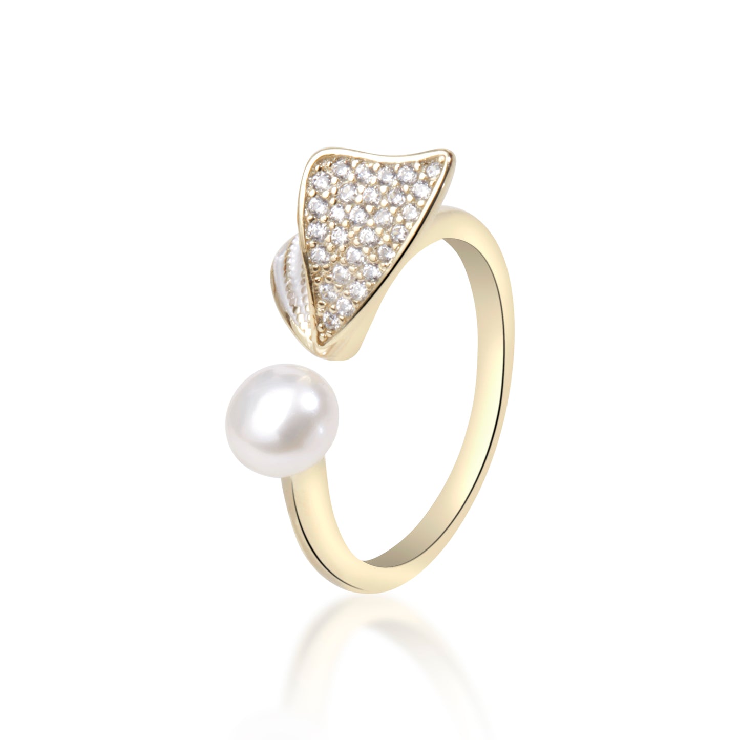 'Lumina Wing' Pearl Gold Plated Ring