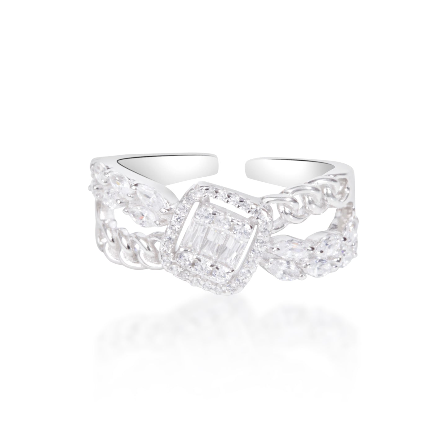 'Crystal White' Stone Silver Ring