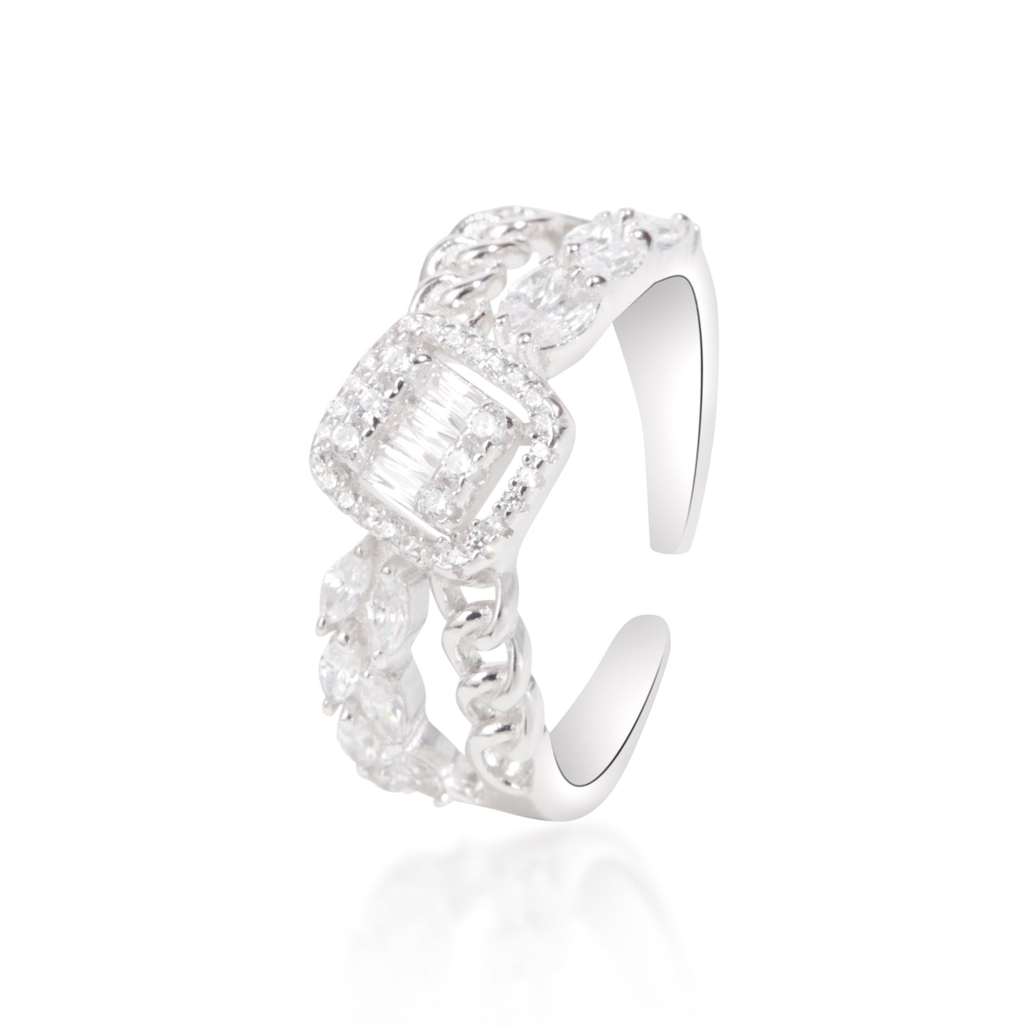 'Crystal White' Stone Silver Ring