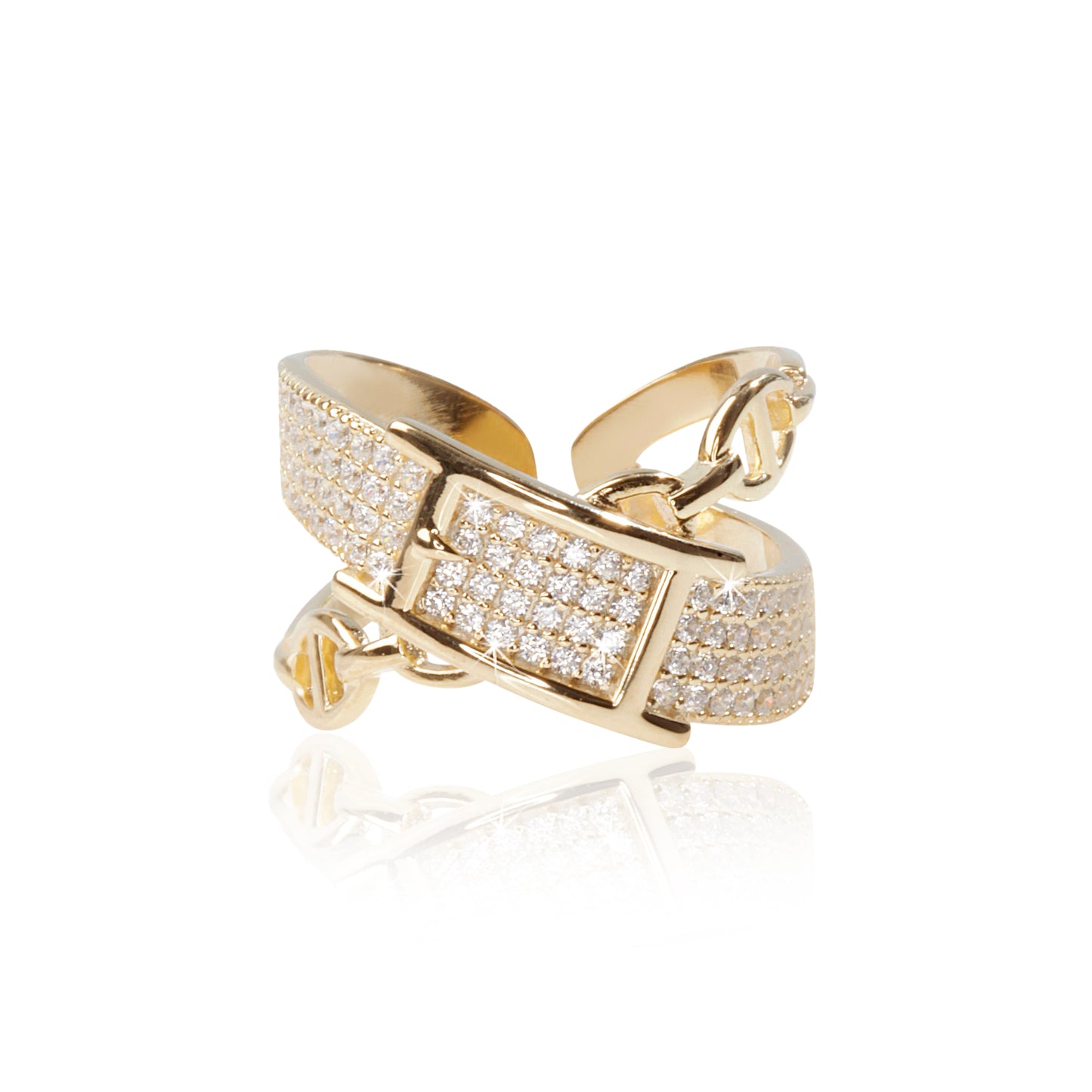 'Craft Shawl Buckle' Unisex Gold Plated Ring