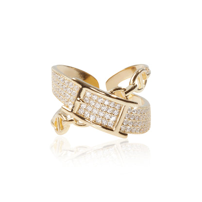 'Craft Shawl Buckle' Unisex Gold Plated Ring