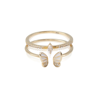 'Graceful Flutter' Twin Gold Plated Rings