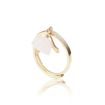 'White Stone' Floral Gold Plated Ring