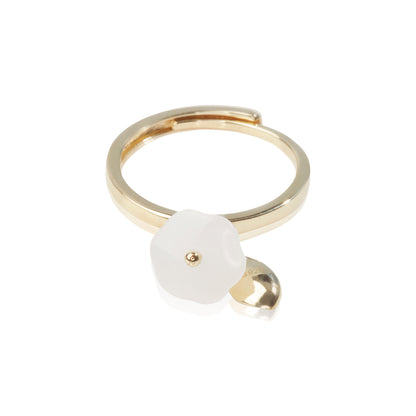 'White Stone' Floral Gold Plated Ring