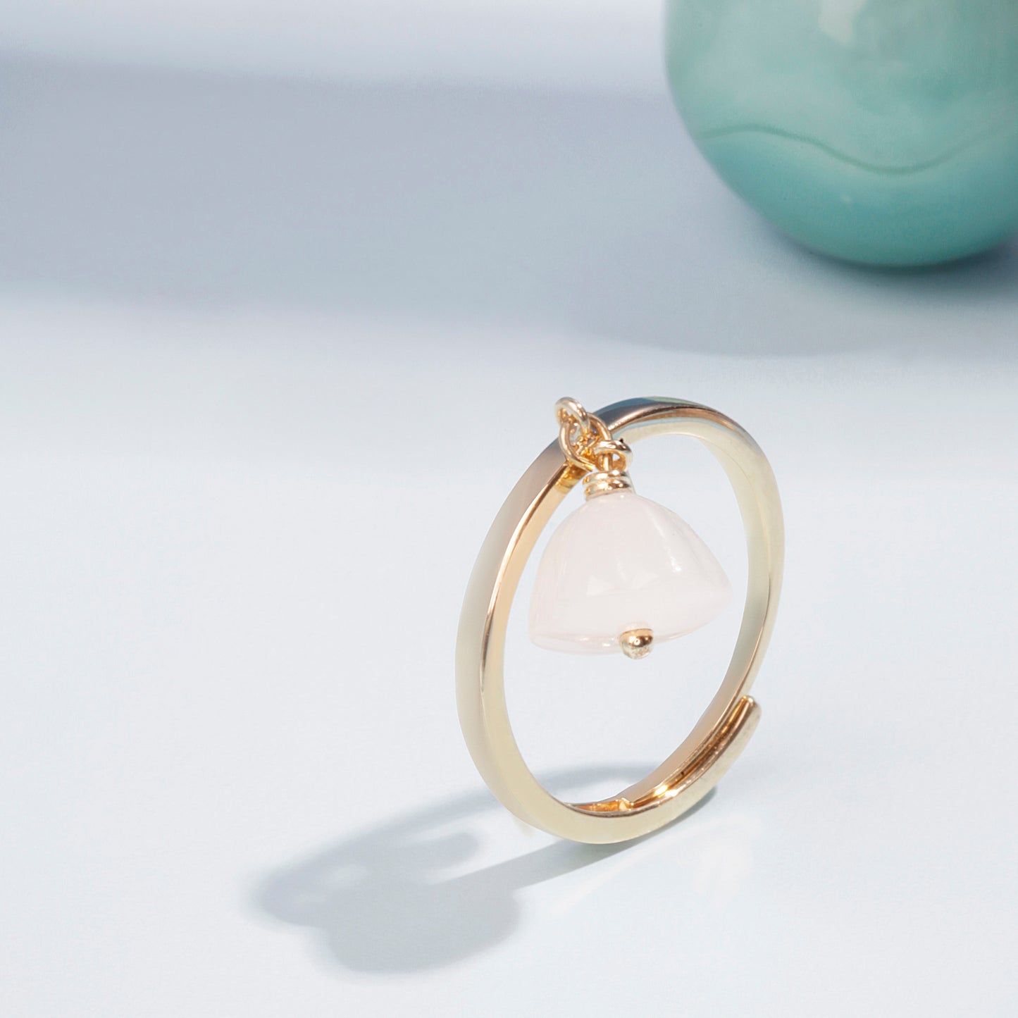 'White Stone' Floral Gold Plated Ring