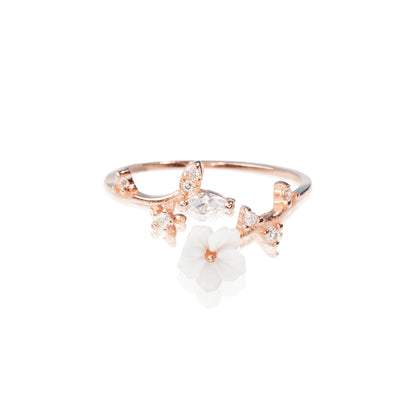 'Blossom White Floral' Rose Gold Ring