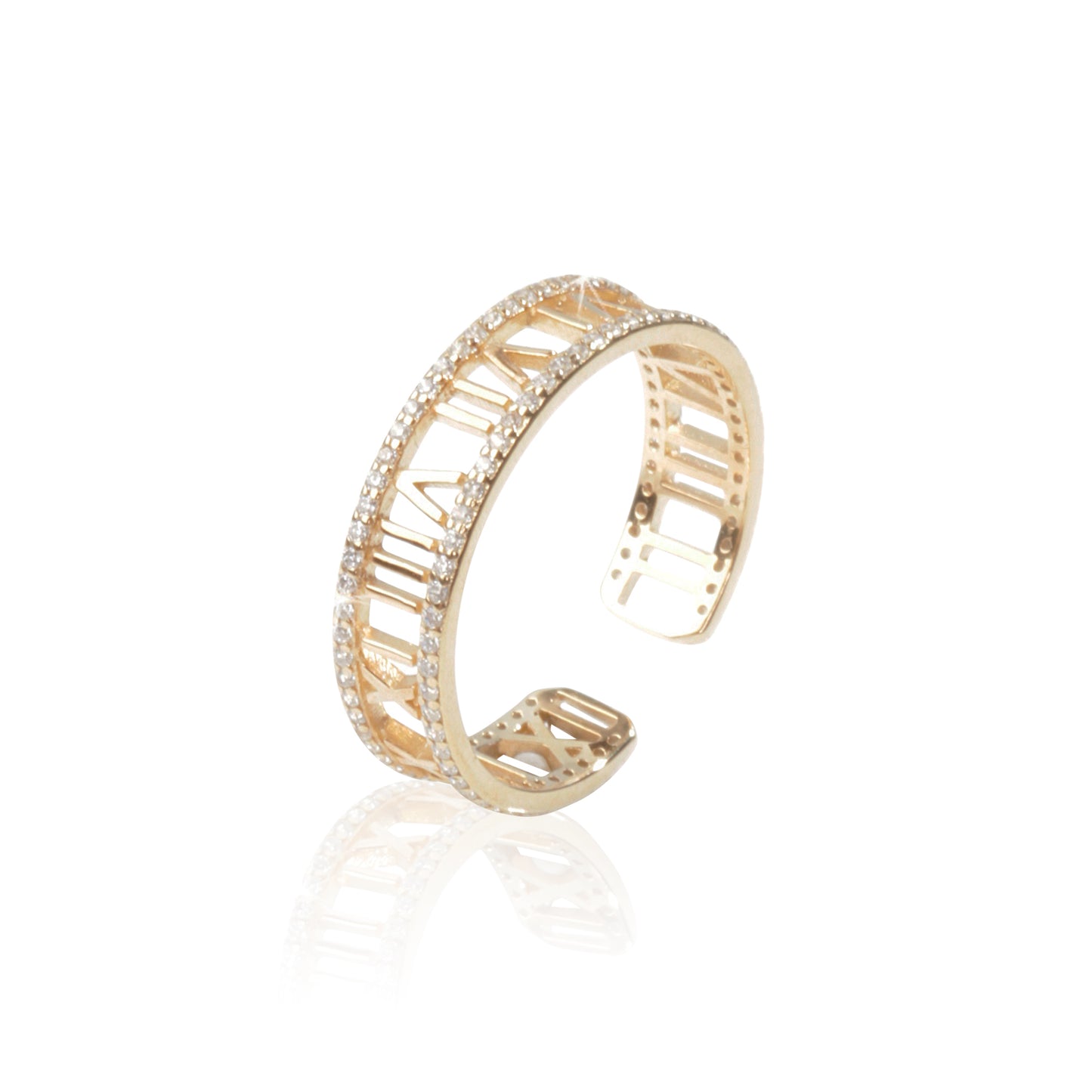 'Numeral Design' Open Gold Plated Ring