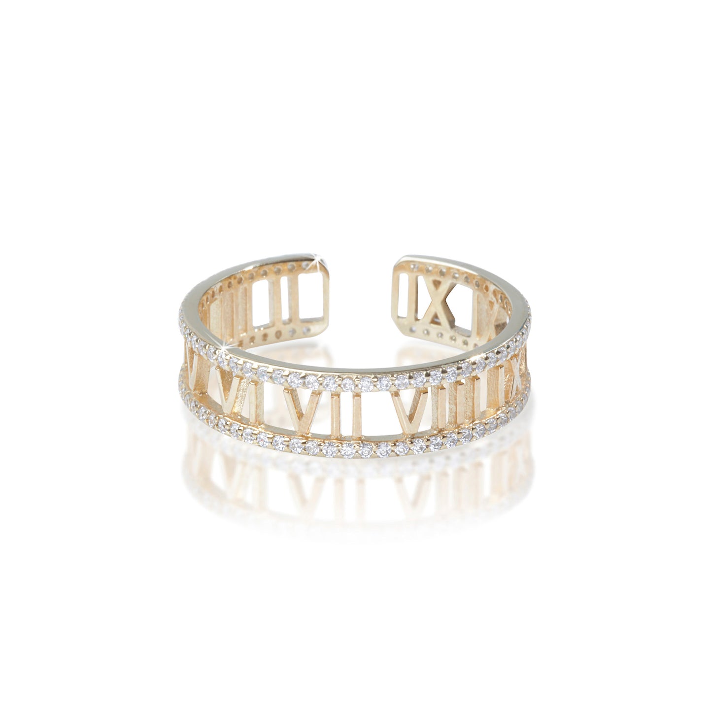 'Numeral Design' Open Gold Plated Ring