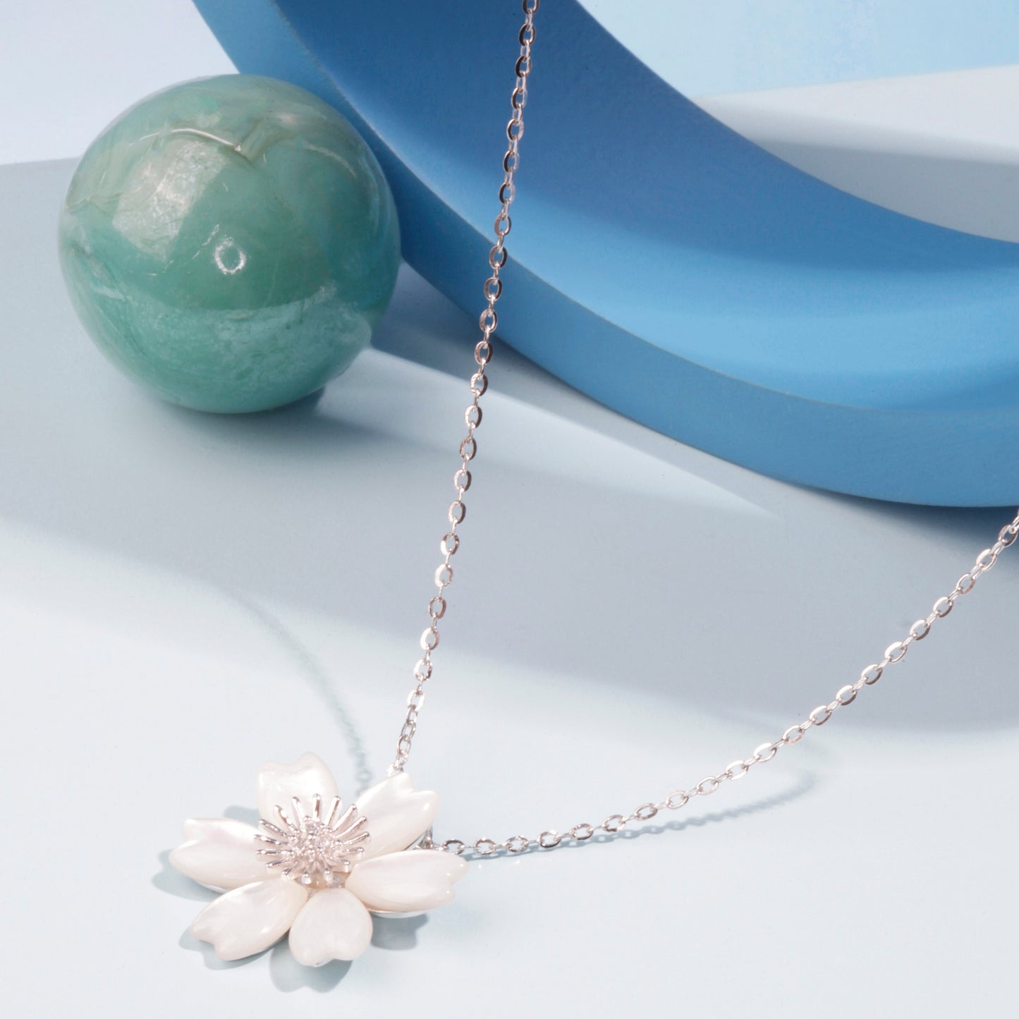 'Ivory Flower' Silver Pendent