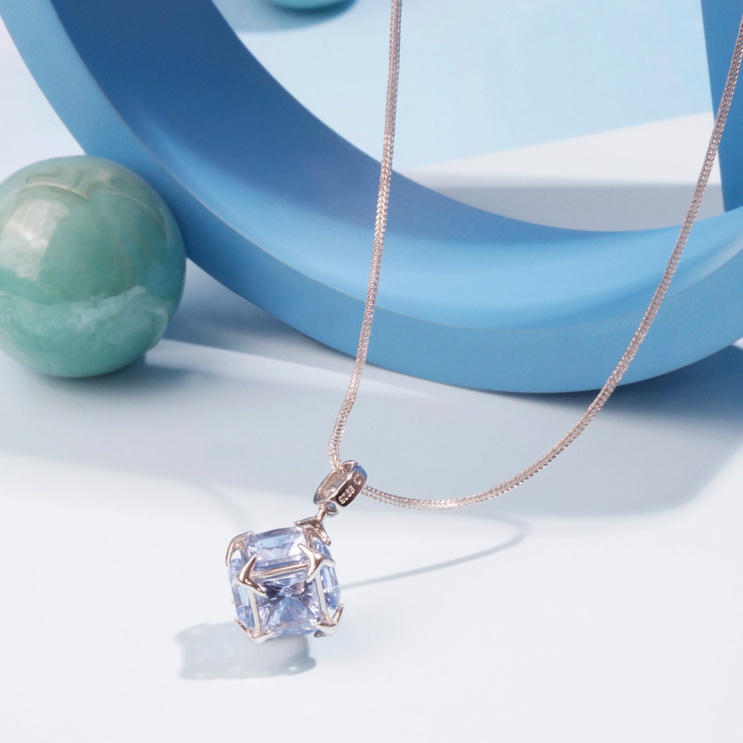 'Blue Cube' Silver Pendent