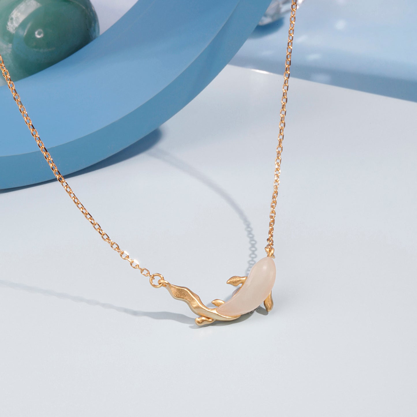 'White Pearl Fish' Gold Plated Pendent