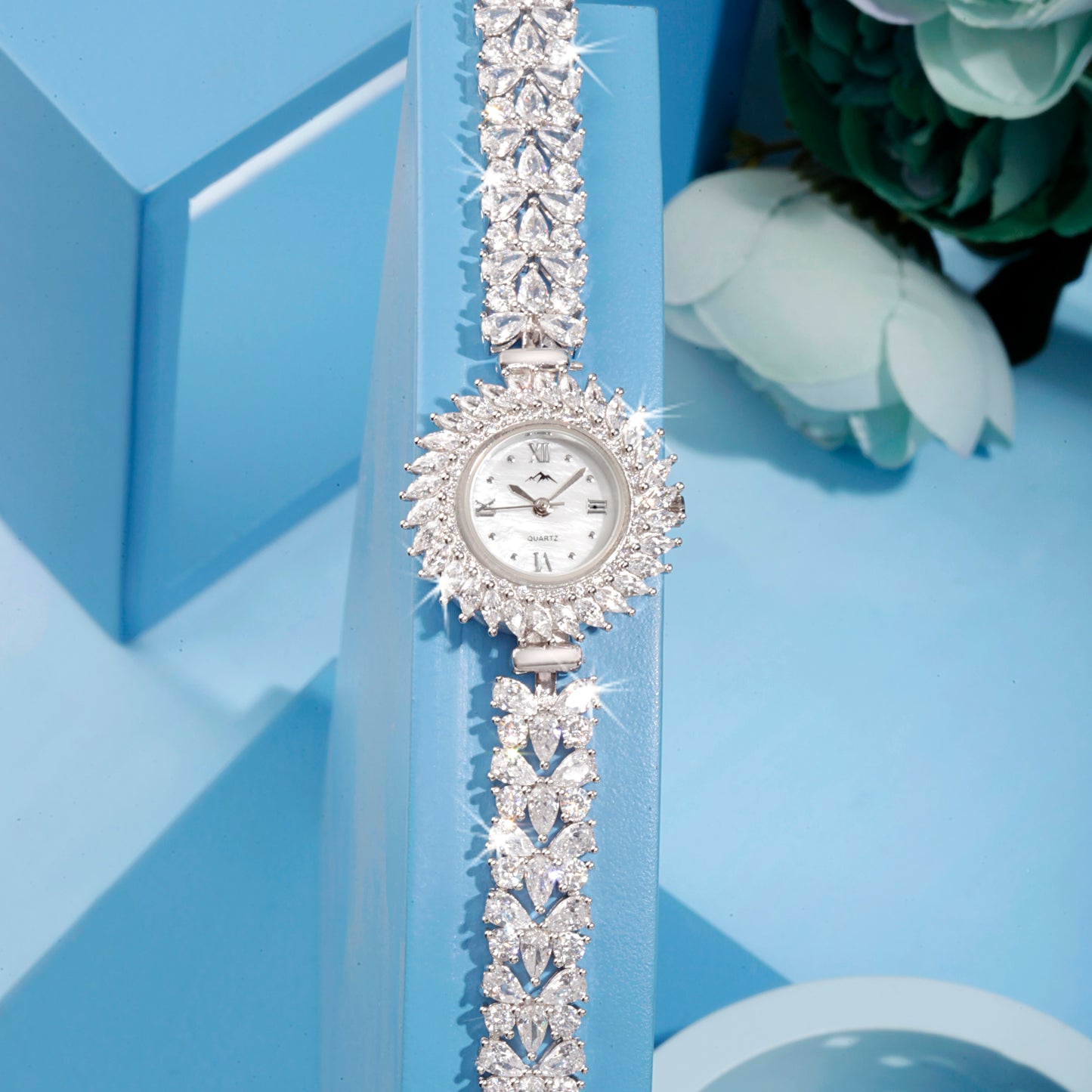 'Butterfly Band Rounded' Silver Bracelet Watch