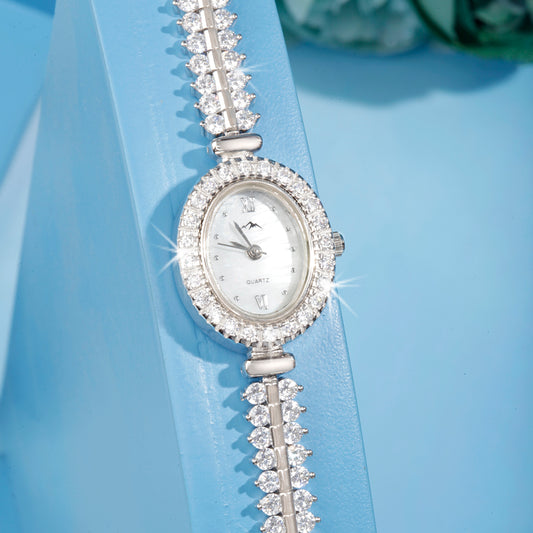 'Shining Zircon' Silver Bracelet Watch