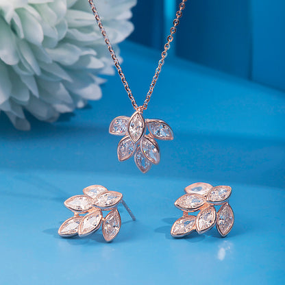 'Shimmering' Rose Gold Leaf Pendant Set