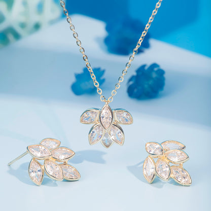 'Shimmering Gold' Leaf Pendant Set