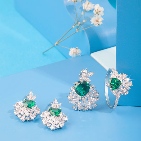 'Emerald Heart' Pendant Set And Ring