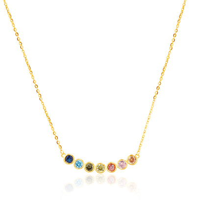 'Rounded Multicolor Gemstones' Gold Plated Pendant