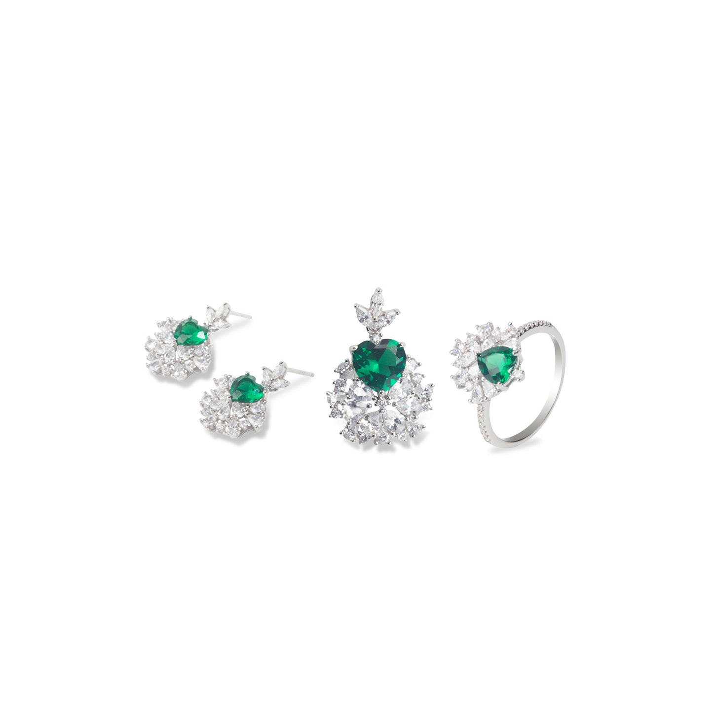 'Emerald Heart' Pendant Set And Ring