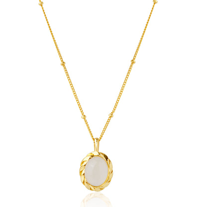 'White MOP Egg Shape' Gold Plated Pendant