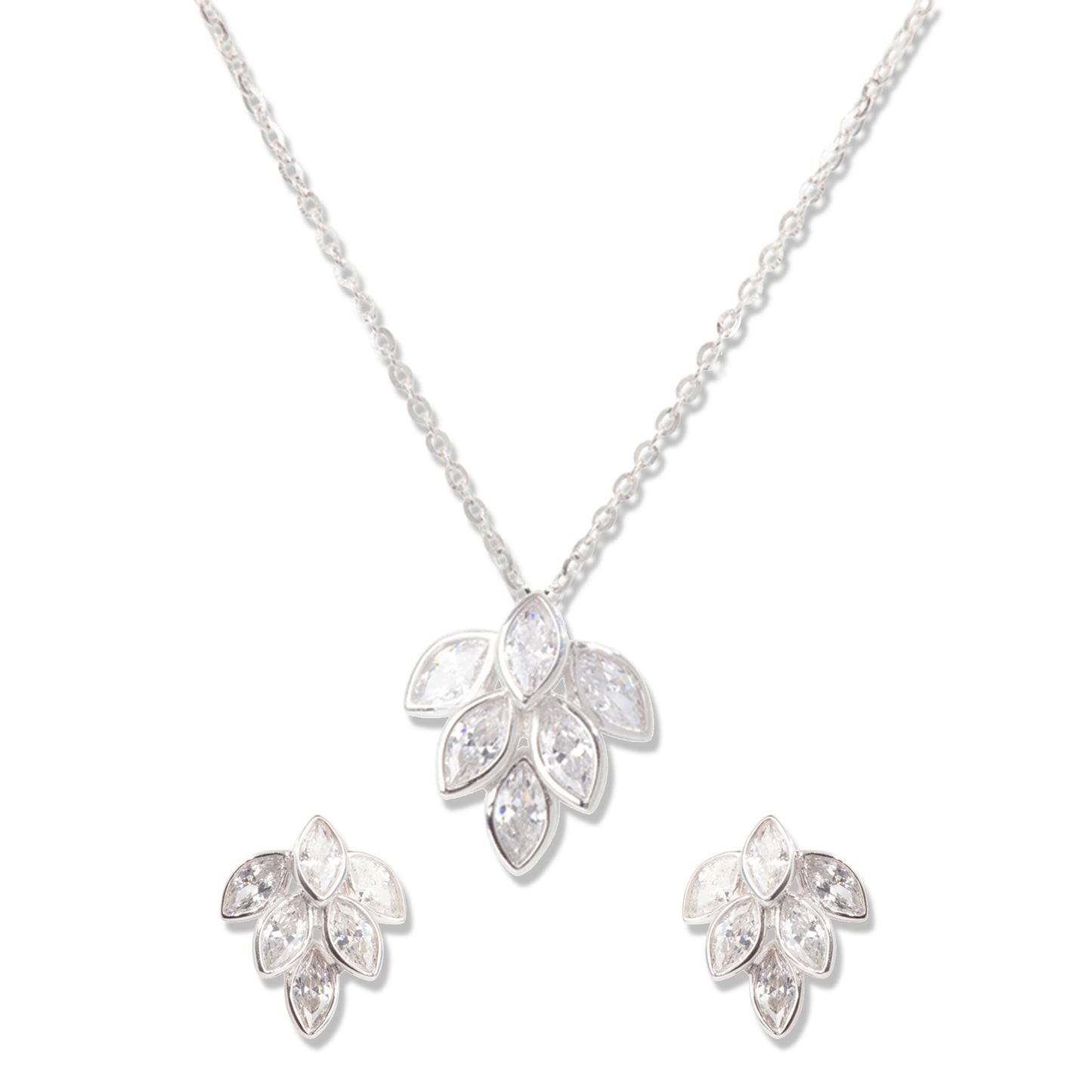 'Shimmering Silver' Leaf Pendant Set