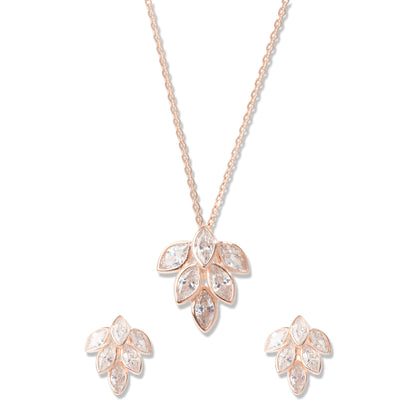 'Shimmering' Rose Gold Leaf Pendant Set