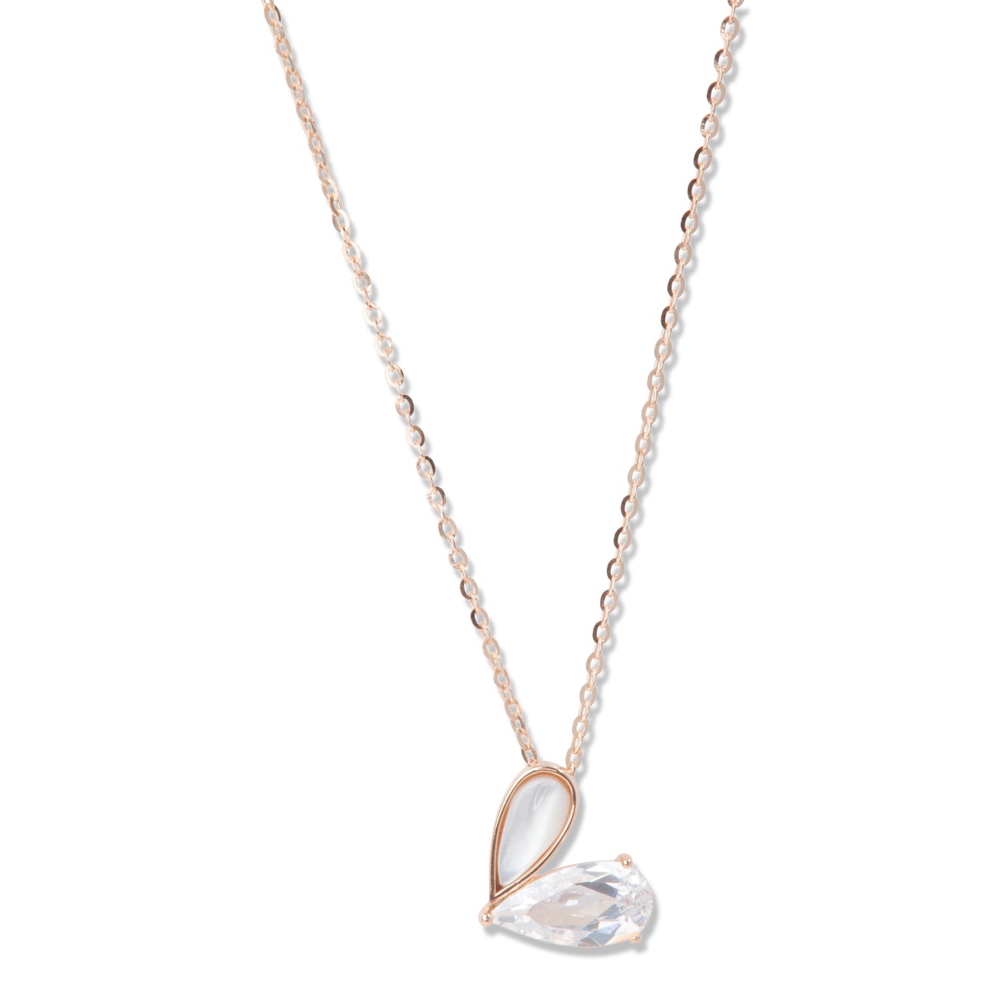 'Crystal Stone Heart' Rose Gold Pendant Set