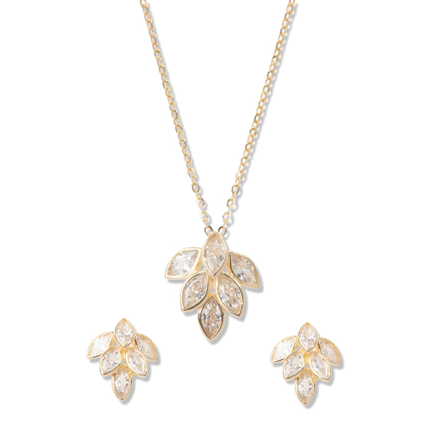 'Shimmering Gold' Leaf Pendant Set