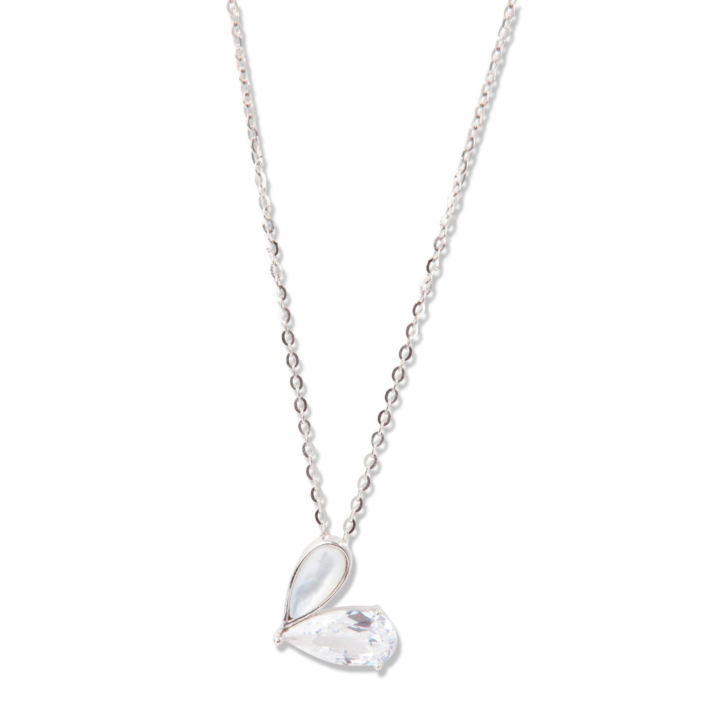 'Crystal Stone Heart' Silver Pendant Set