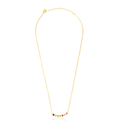 'Rounded Multicolor Gemstones' Gold Plated Pendant