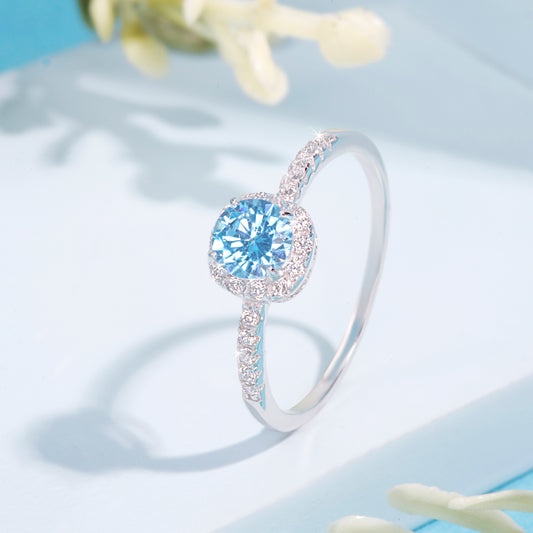 'Sparkling Ice Blue' Silver Ring