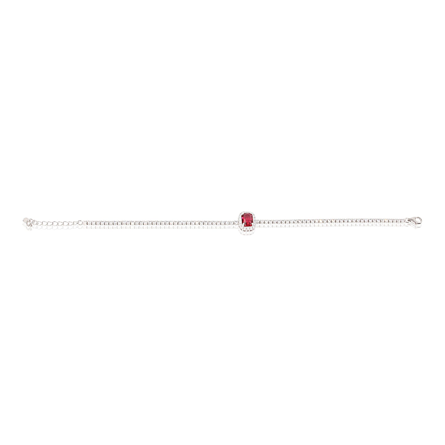 'Starlit Red Ruby' Silver Bracelet