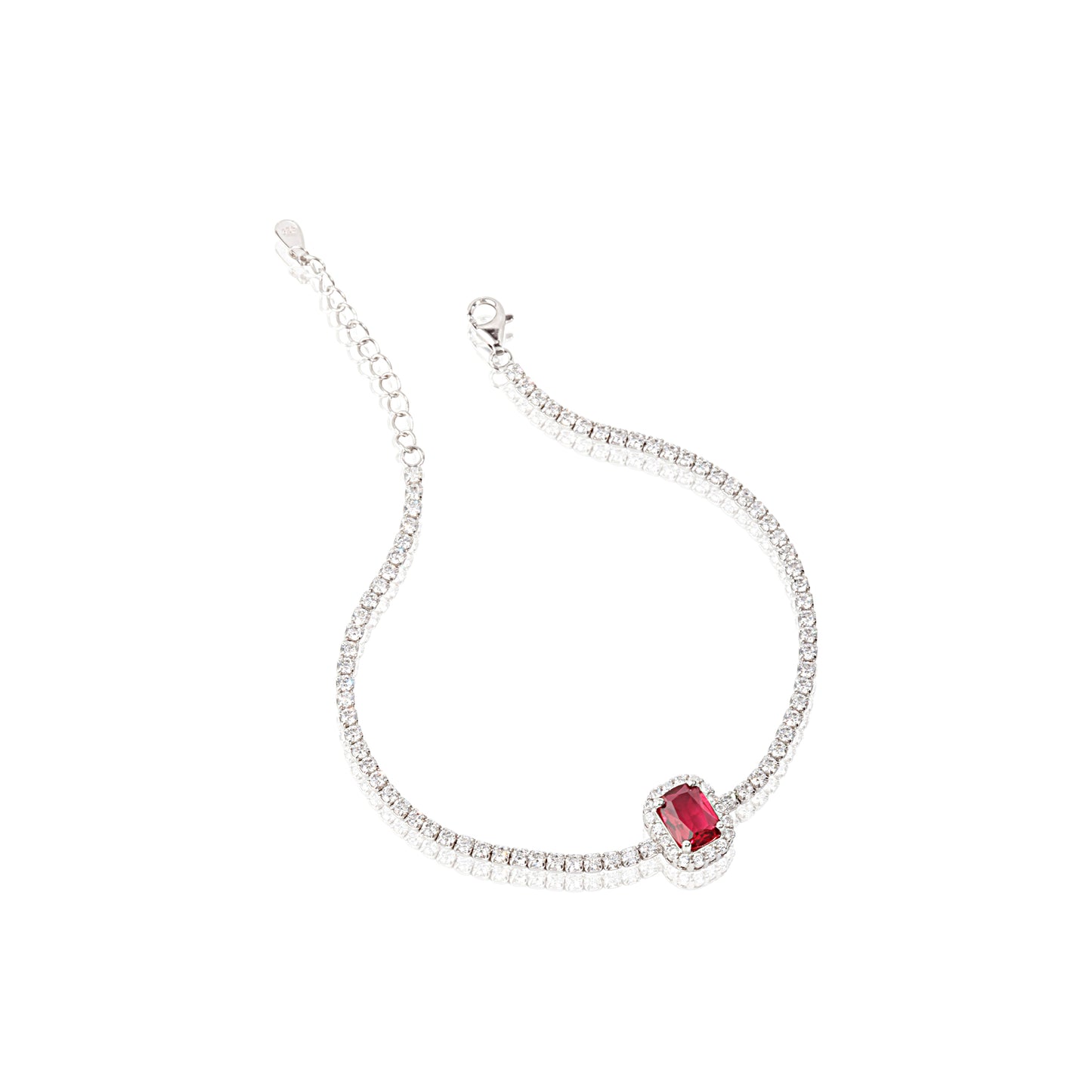 'Starlit Red Ruby' Silver Bracelet