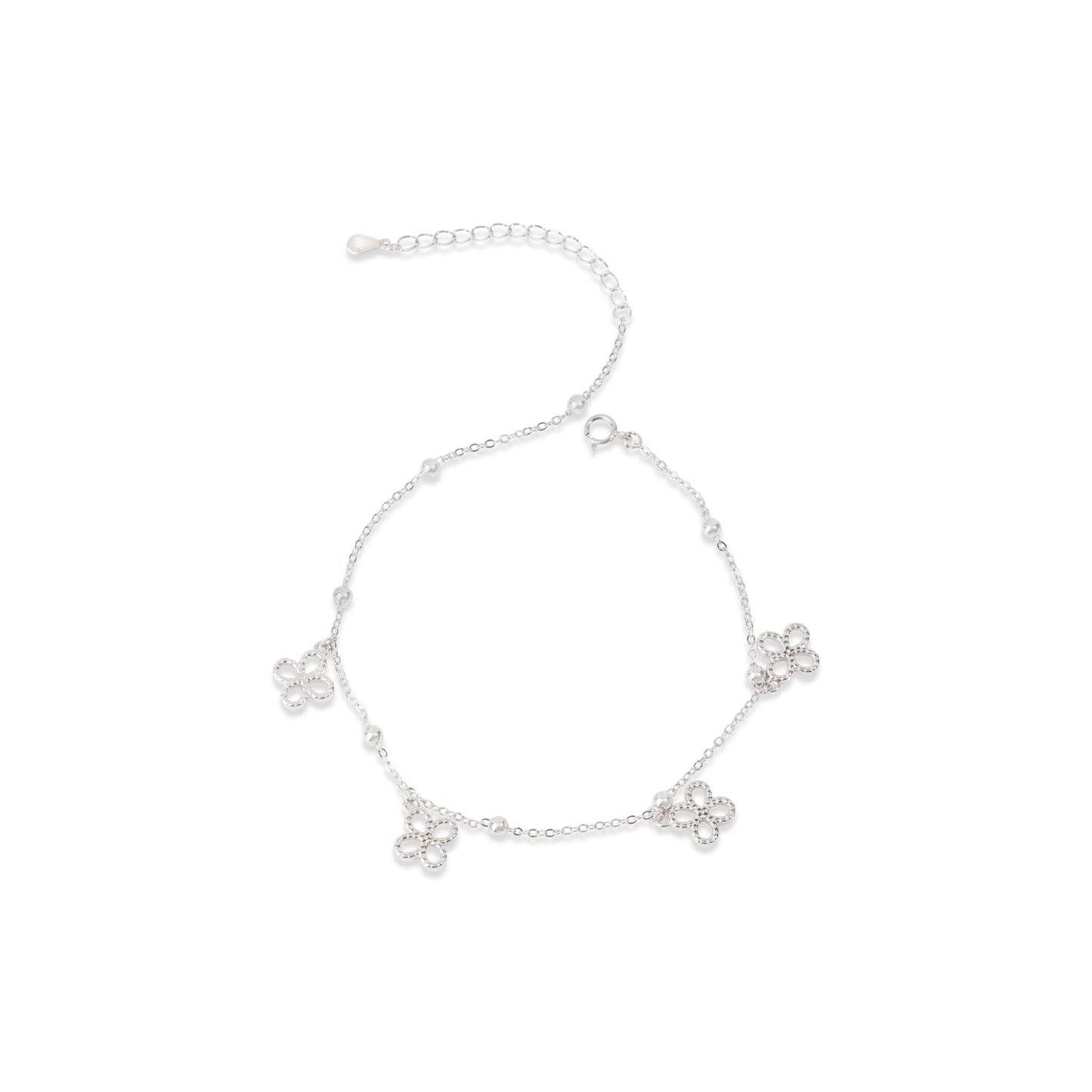 'Floral' Silver Anklet