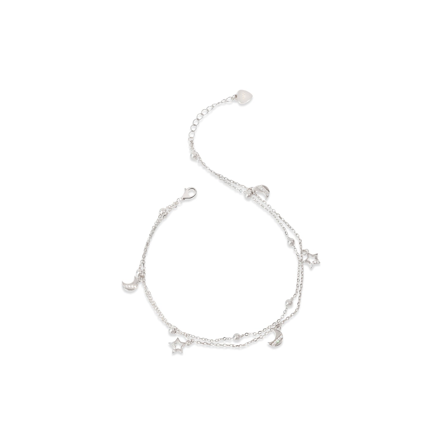 'Star & Moon' Silver Anklet