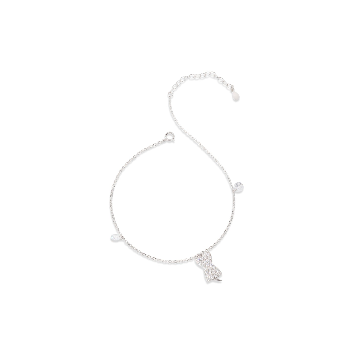 'Bow Dazzle' Silver Anklet