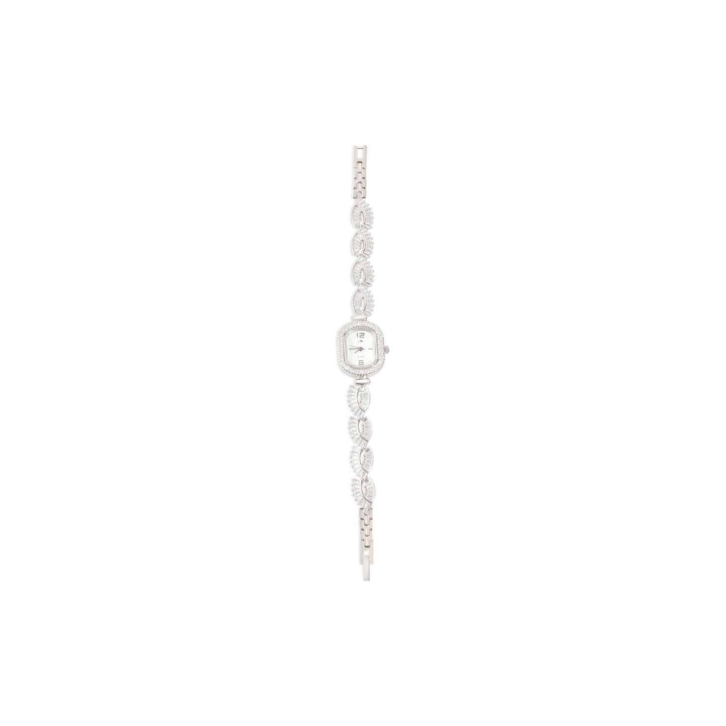 'Vintage Square' Zircon Silver Bracelet Watch